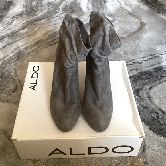 Grey Suede Aldo High Heeled Booties - Picture 2 of 6